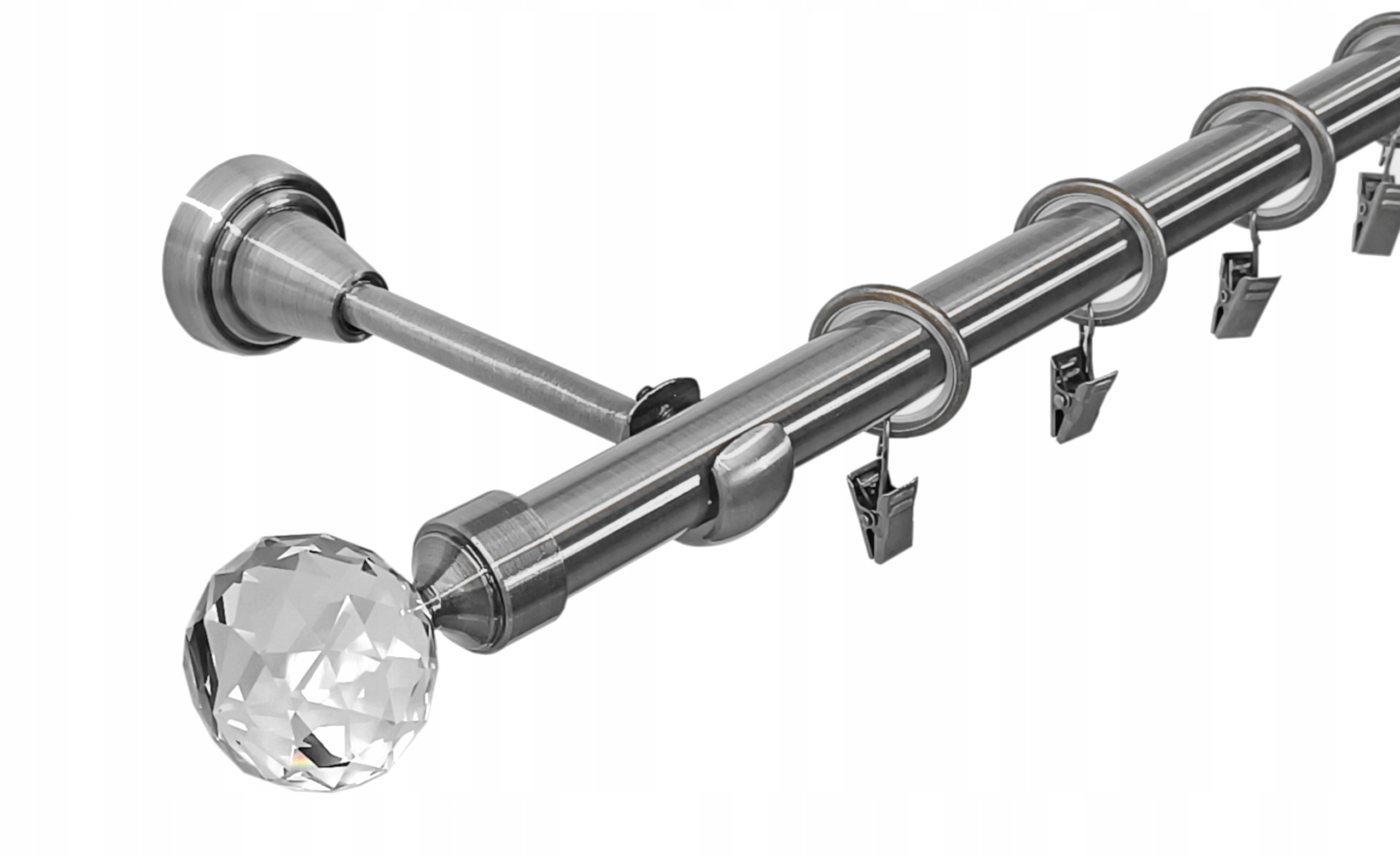 Garnýž Metal 19 mm jednoduchý Stříbrný Nikl 400 cm MIX Koncovek dle výběru