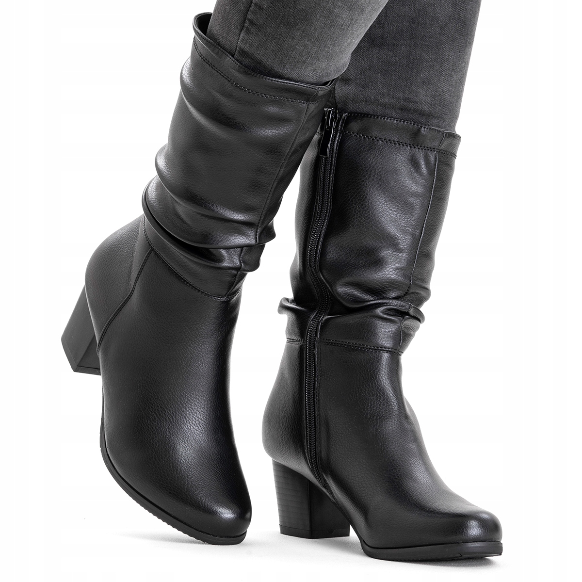 Zateplené kozačky Vlna na sloupku stabilní, měkké, pohodlné Wojtyłko 40