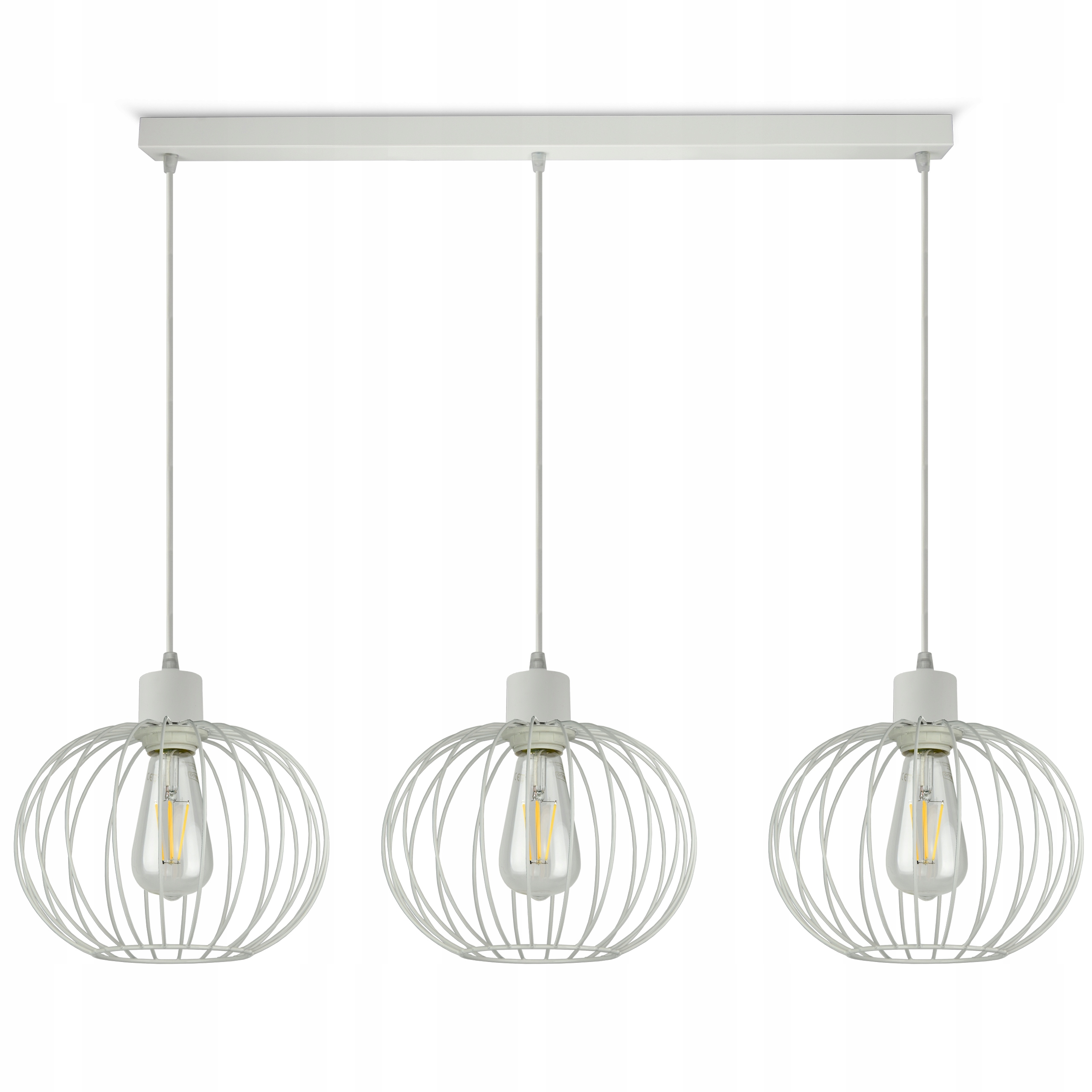 

Lampa Wisząca Żyrandol Biały Druciane Kule Led E27