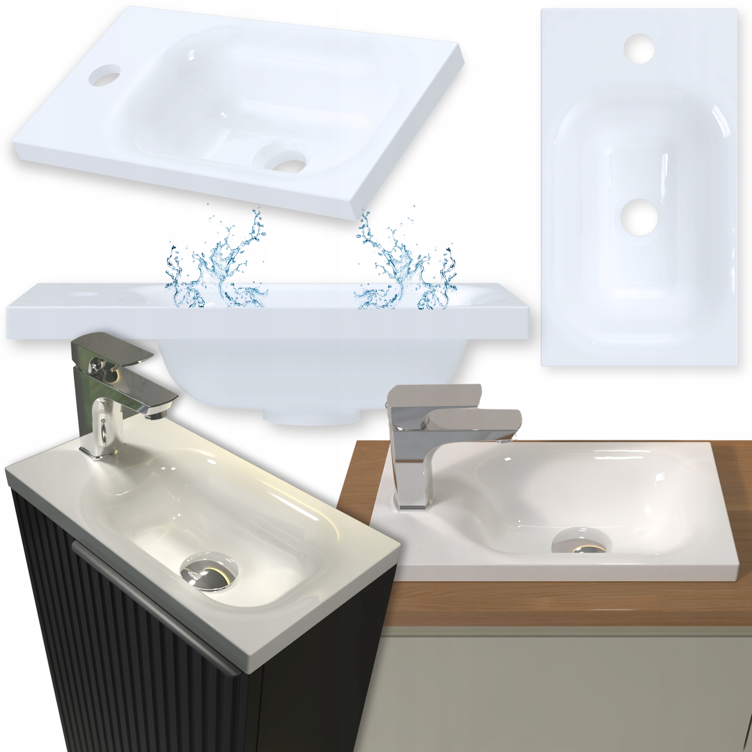 Umývadlo Nanášané Na Skrinku Biela Konglomerát Malá Kompaktná Splita 40x22