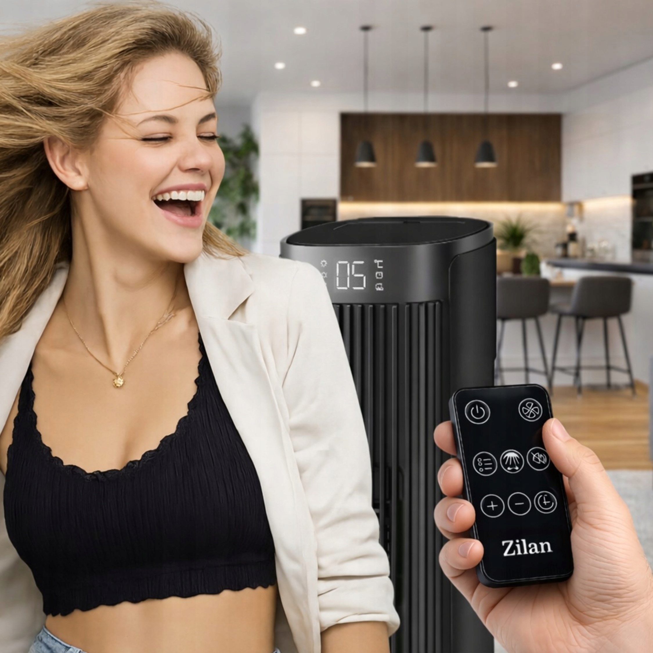 WENTYLATOR KOLUMNOWY 12 PRĘDKOŚCI SMART 110 CM 40W LED PILOT XXL Wysokość całkowita 110 cm