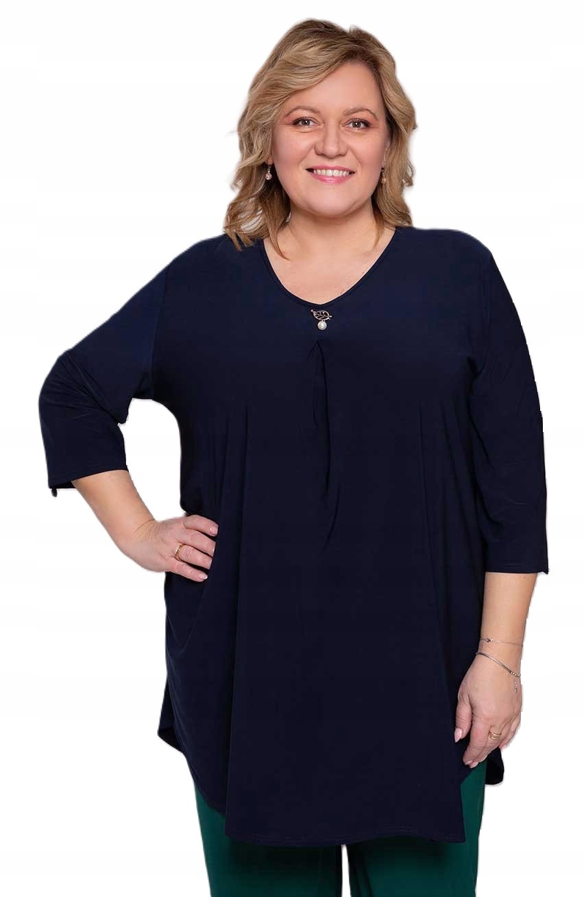 Tmavě modrá tunika s broží 48/50