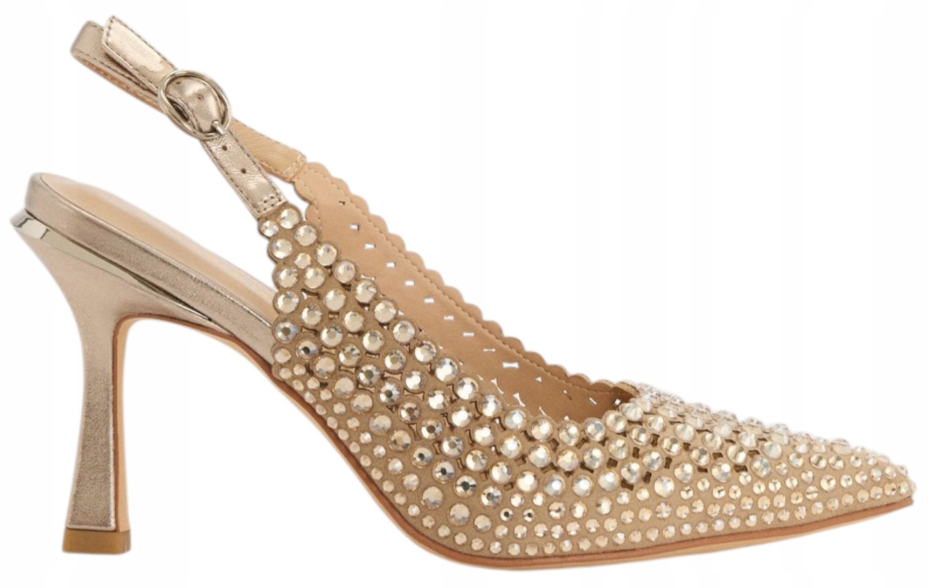 Dámské Lodičky S Vysokým Podpatkem Zlaté Křišťály Alma En Pena 38