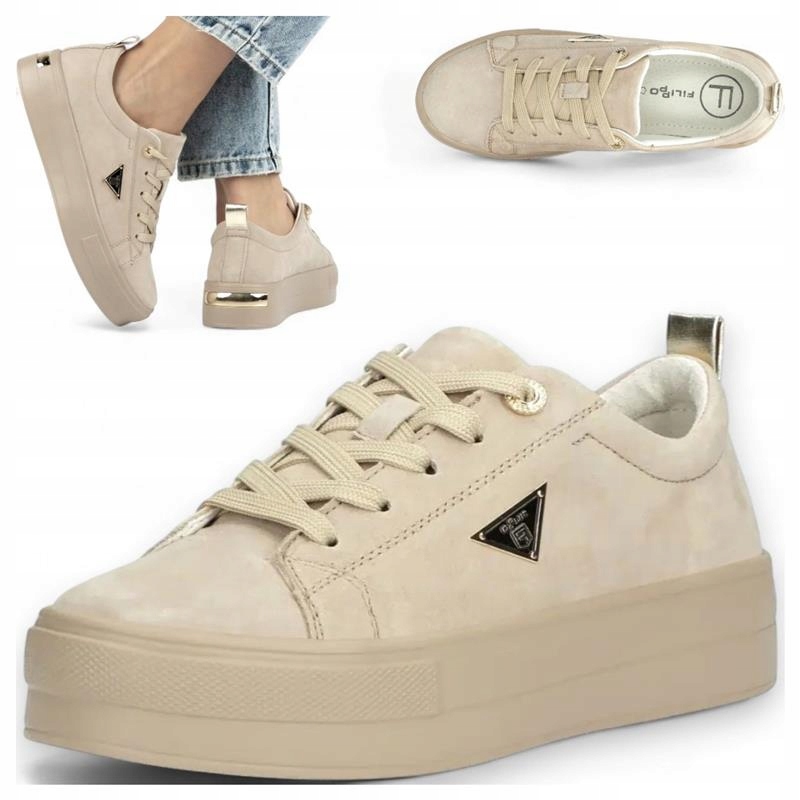 Filippo Sportovní Obuv Na Platformě 36, Přírodní Kůže, Šněrovací Polobotky