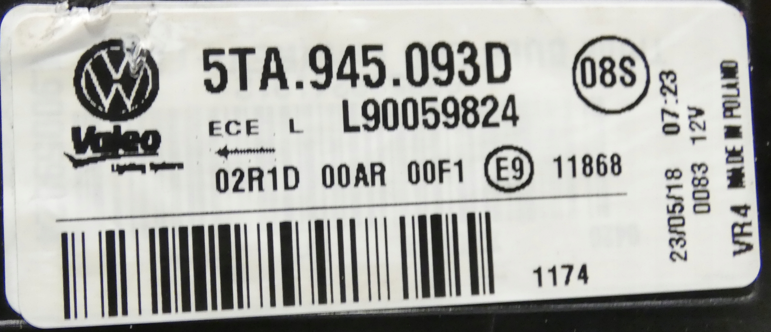 VW TOURAN 2015- 5TA945093D LED light left rear part rear