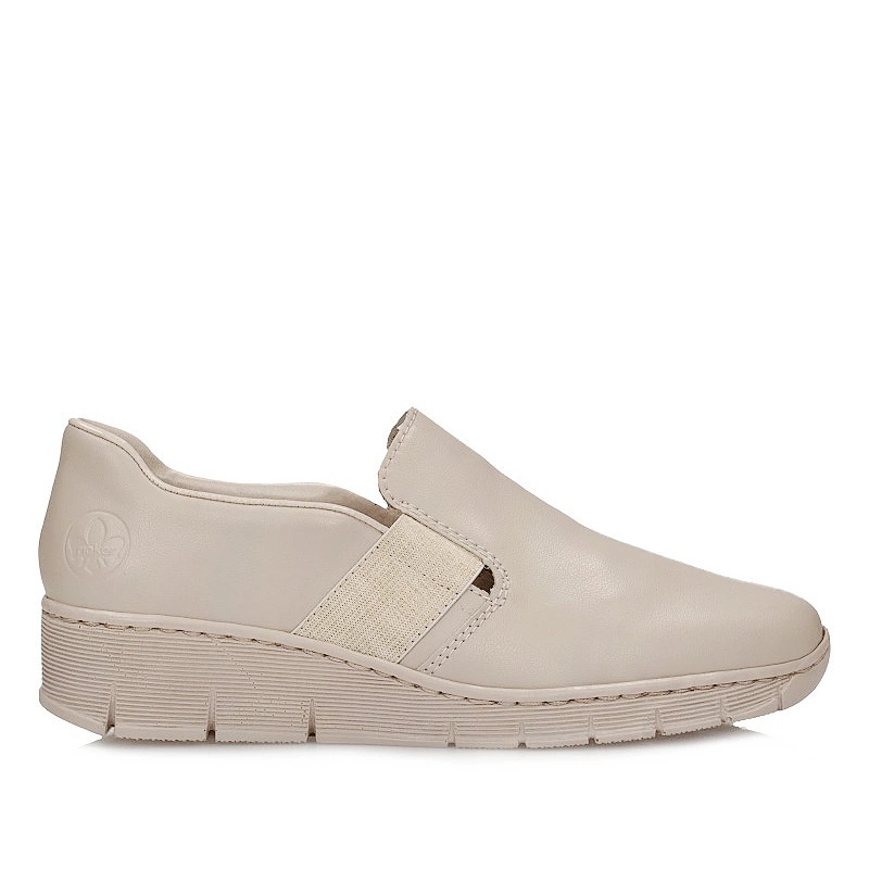 Pohodlné dámské celodenní polobotky Rieker 53784-60 na klínku, béžové