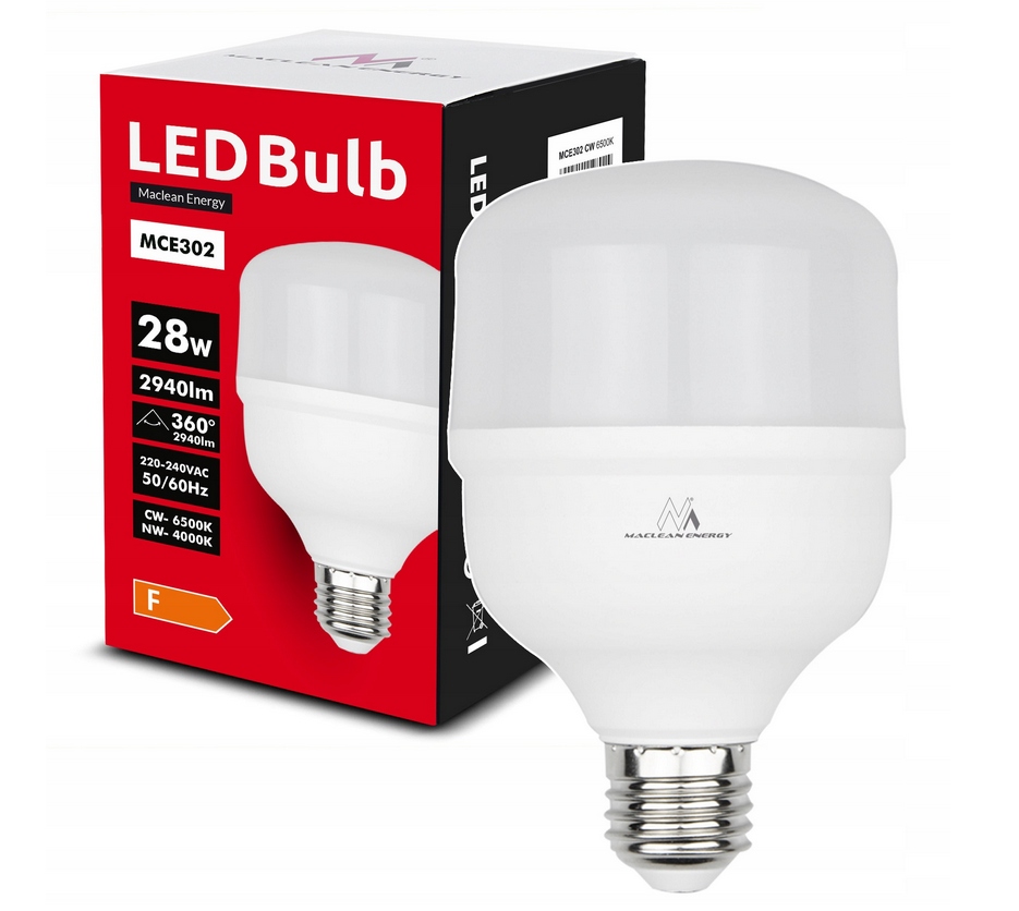 

Żarówka Led E27 28W 2940lm 6500K Zimna Biała