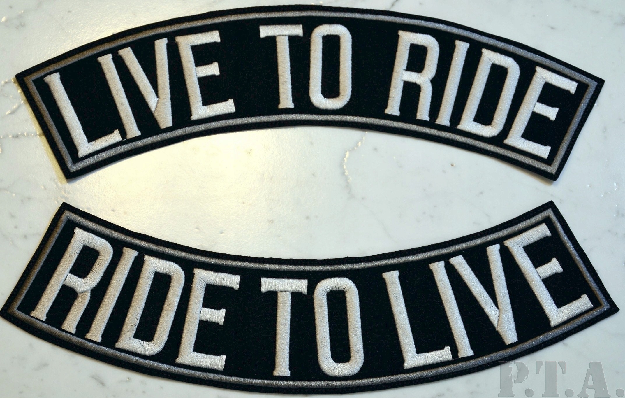 2x LIVE TO RIDE TO LIVE Rocker Szarfa Góra i Dół - Naszywka termo XL