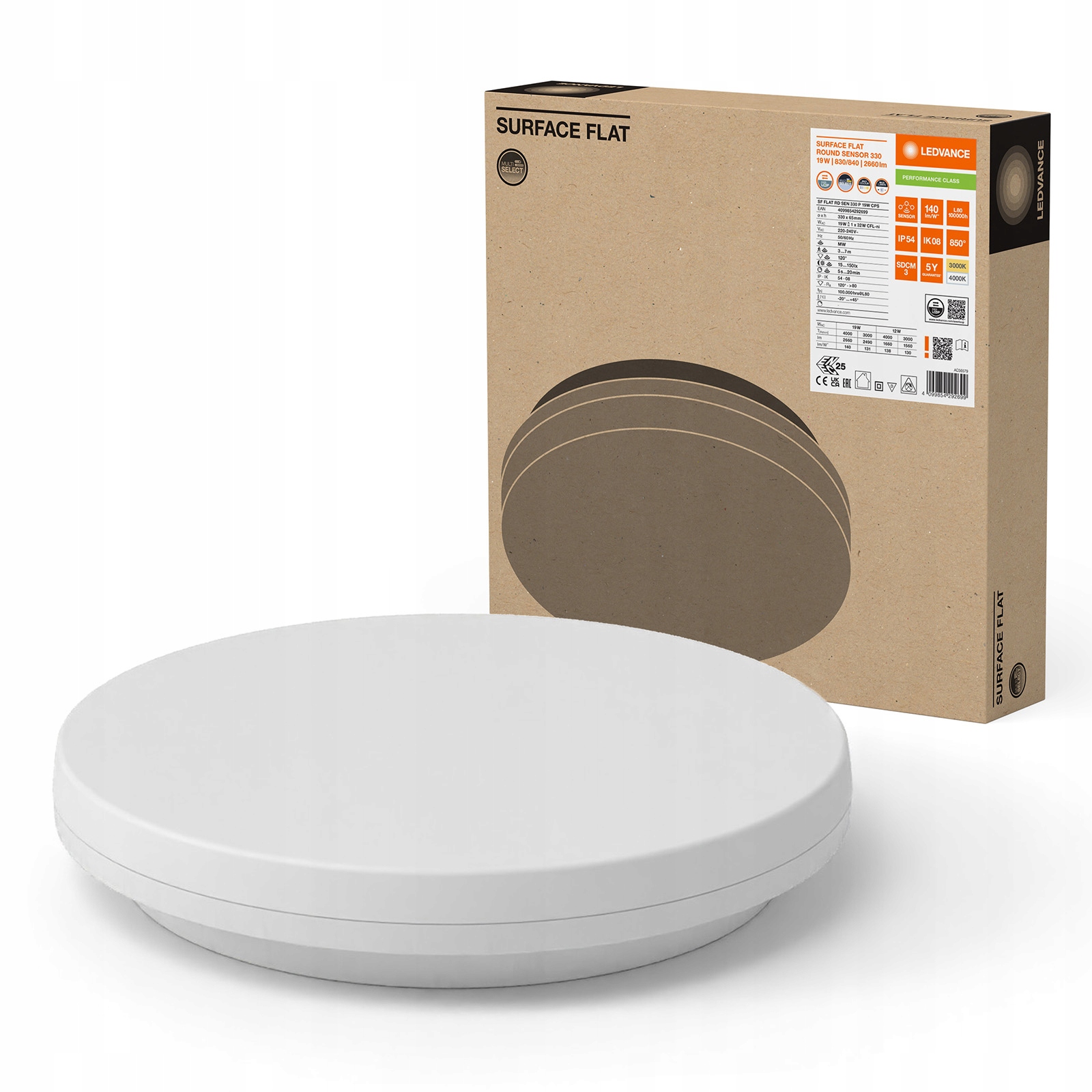 Stropné Svietidlo 46010W Cct s snímačom pohybu súmraku 33cm Surface