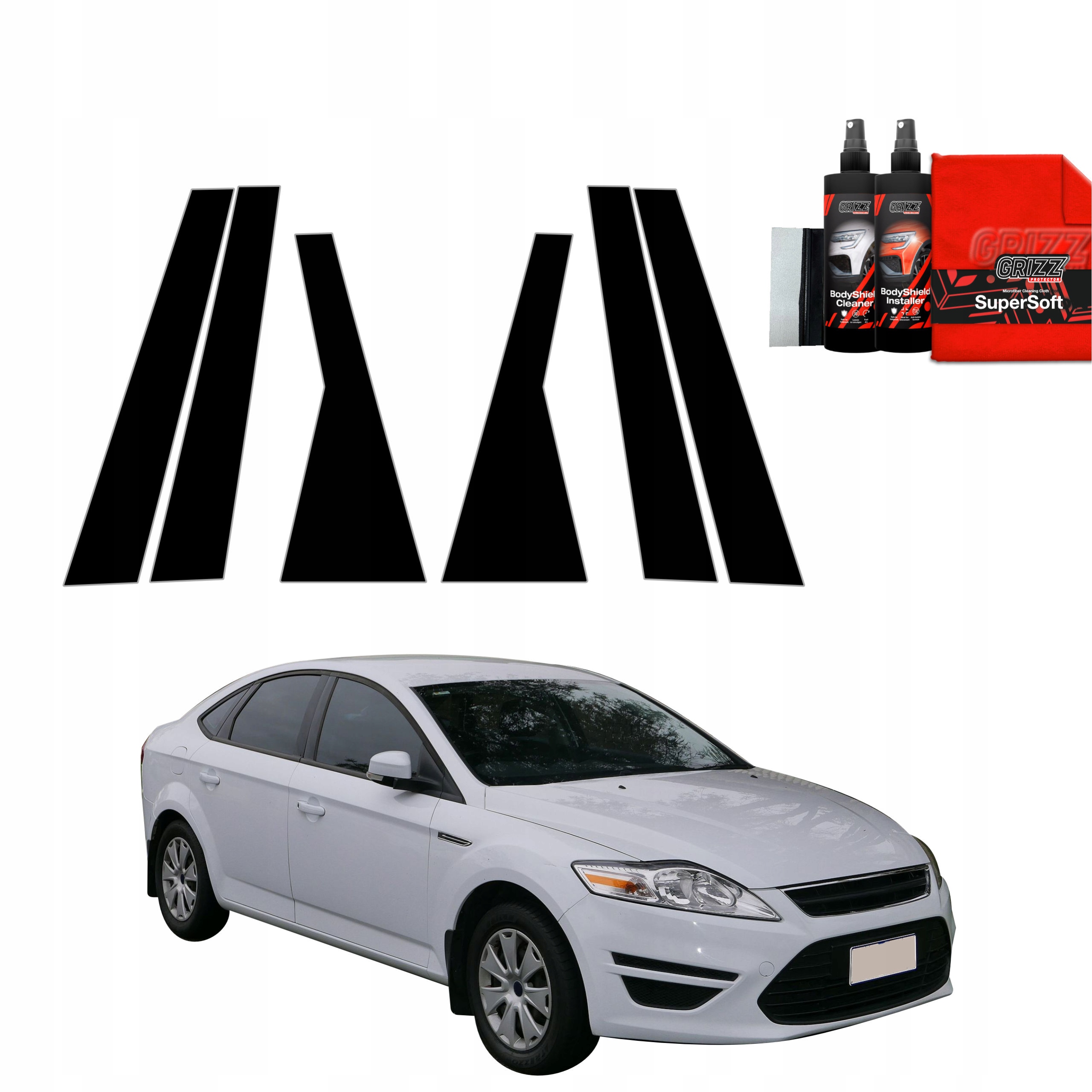 6v1 Černá fólie na sloupky pro Ford Mondeo Mk4 (2010-2014)