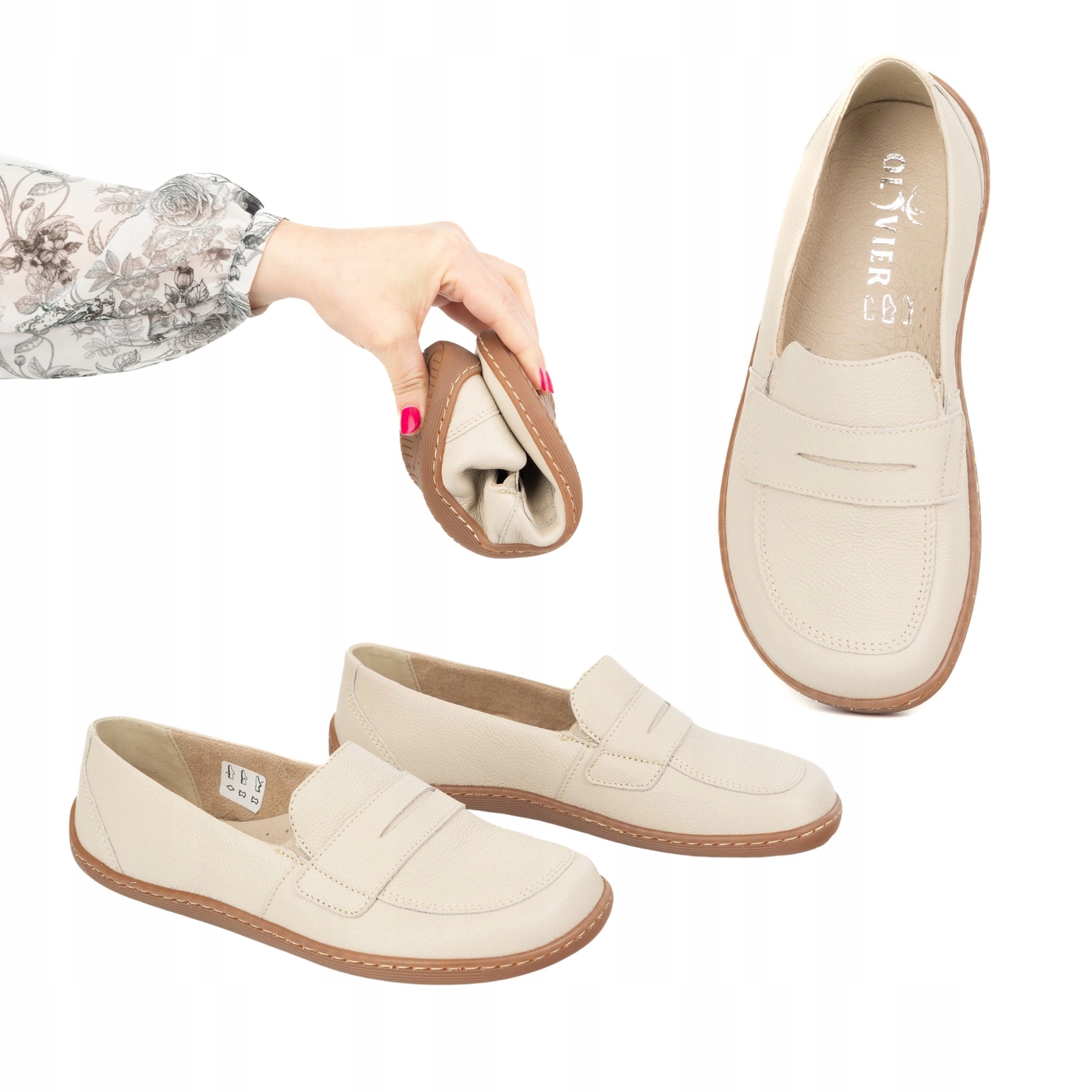 Barefoot Elegantní dámské minimalistické mokasíny 1280 béžové 37