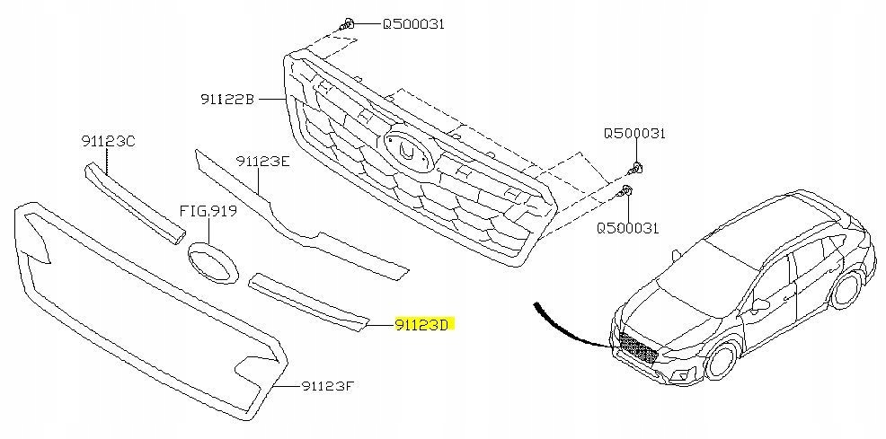 LISTWA GRILLA LEWA SUBARU XV ORYGINAŁ 2017-