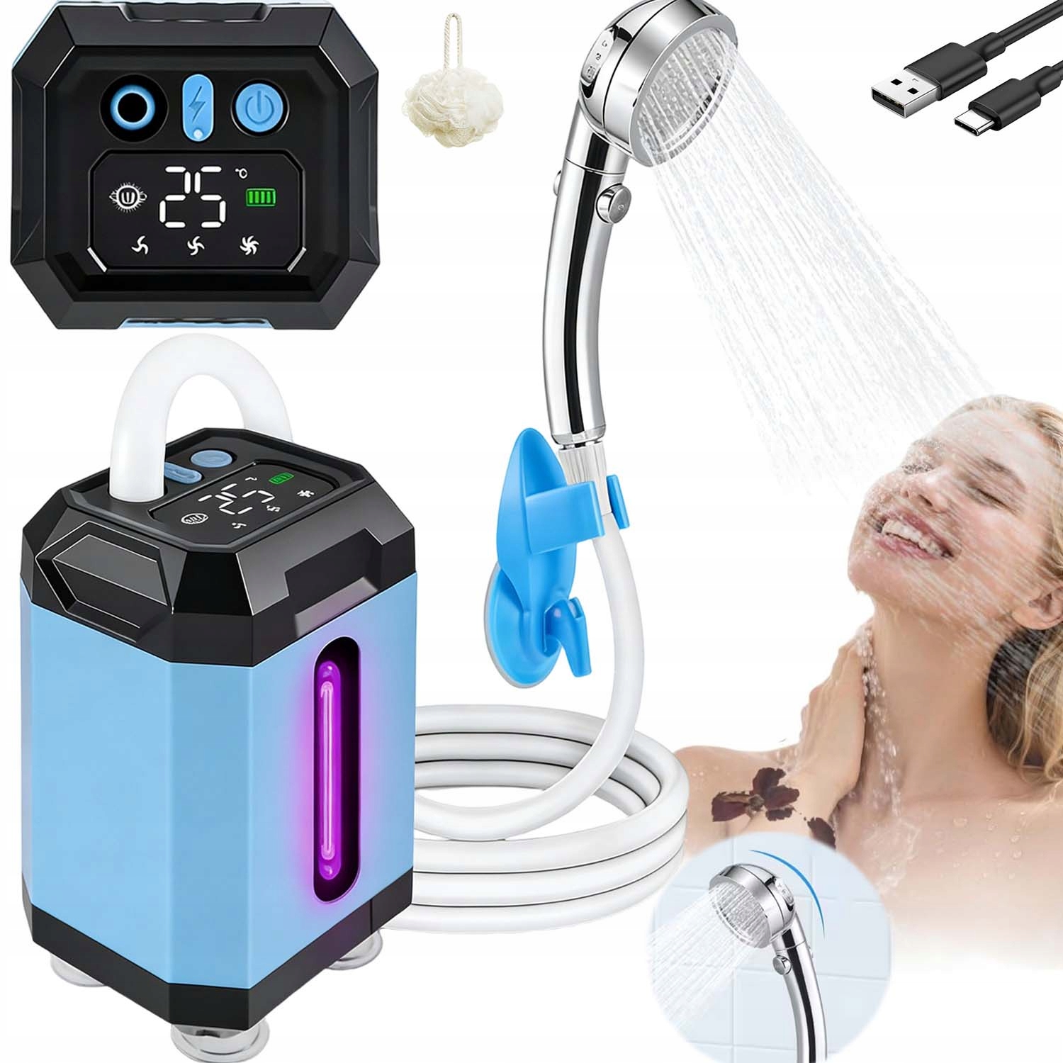 Turistická Sprcha Přenosná Pro Turistiku Kempování 5400MAH Uv Lampa Odolná