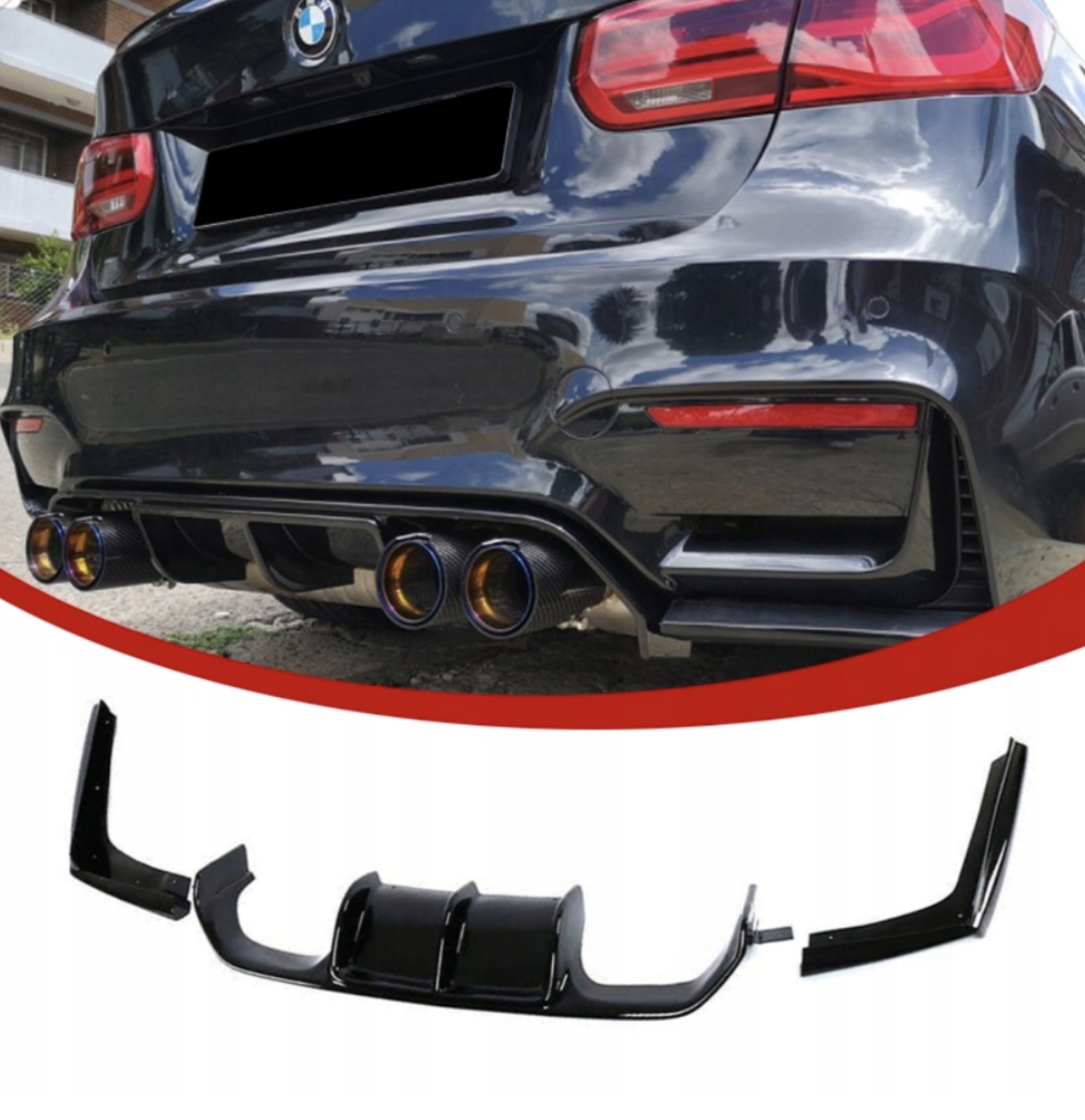 Bmw F80 F82 Zadní Difuzér Nárazníku Spoiler+boční Kryty Černý Lesk