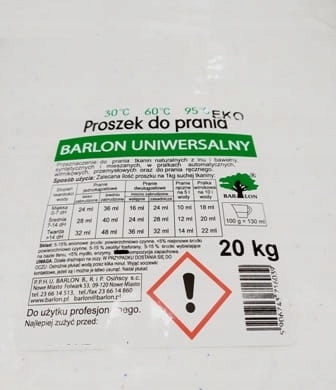 

Proszek do prania Barlon Uniwersalny Eko 20KG