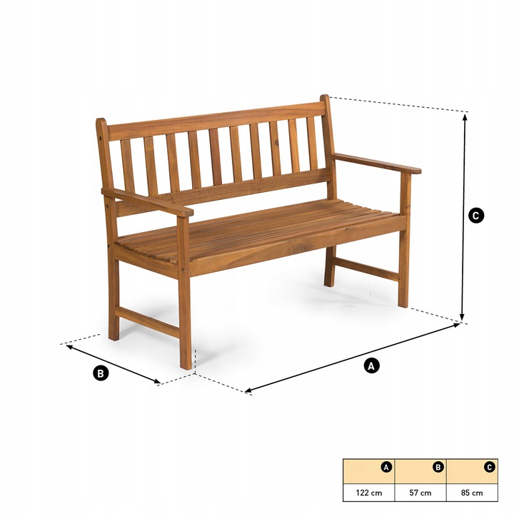 2-miestna lavička Fieldmann 122x57x85 cm 190 kg