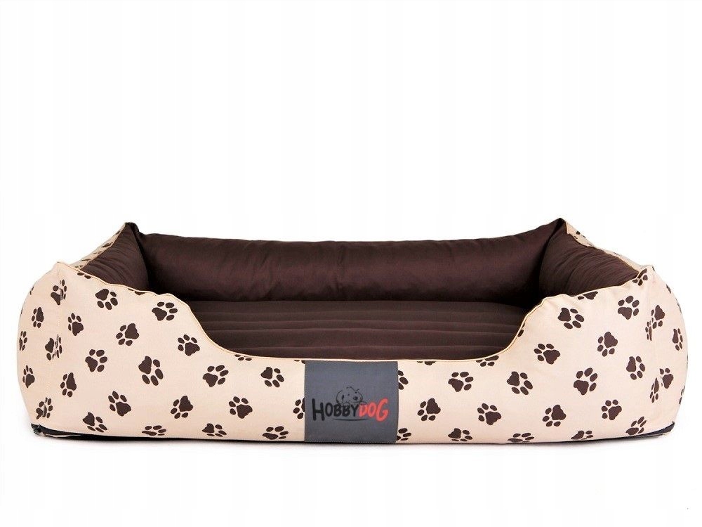 Levně Hobby Dog Pelíšek pro psa Prestige béžovo-hnědý vzor tlapky 110 x 90 cm