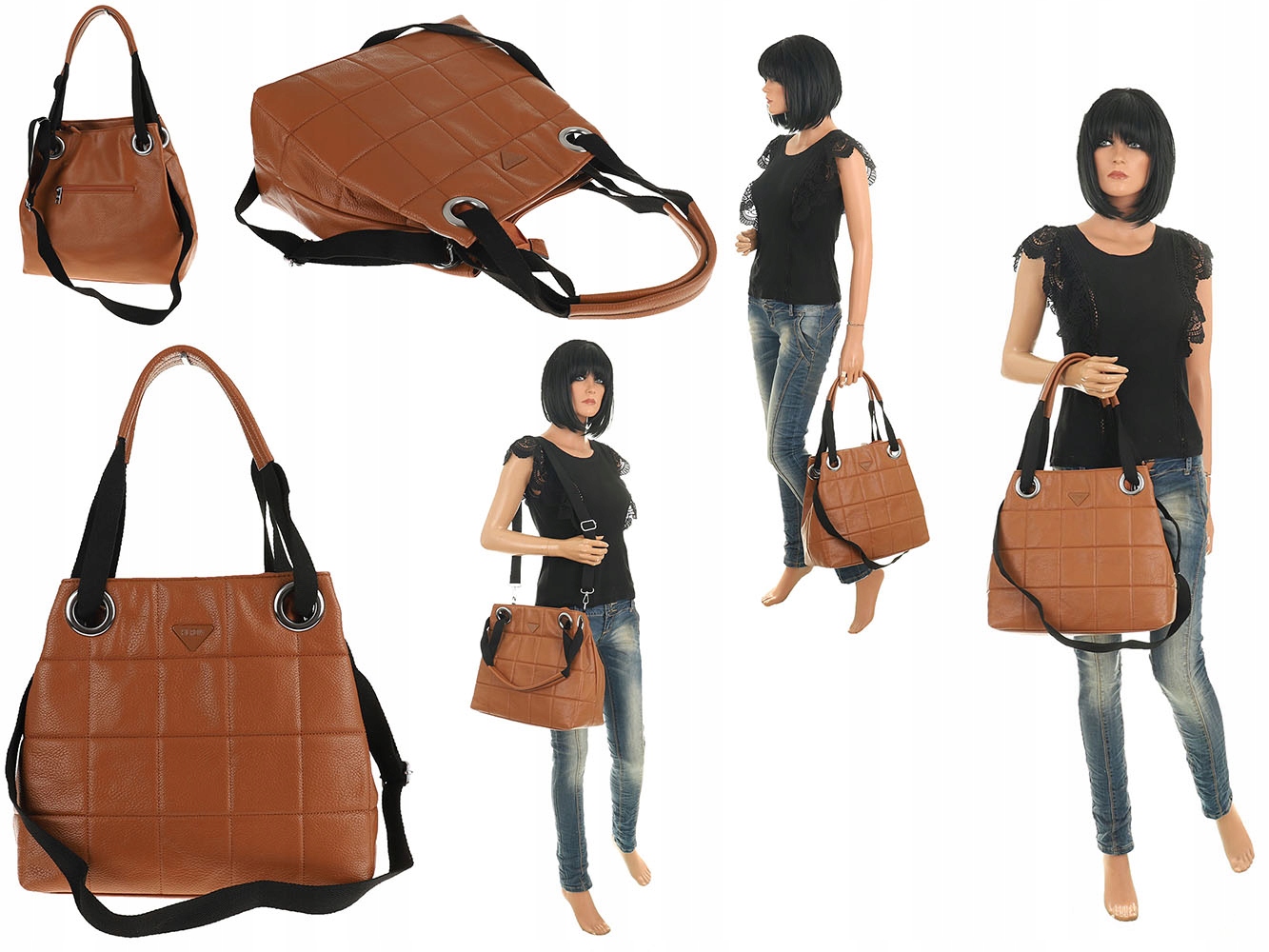 Torebka Damska Worek Modna Listonoszka pikowana na Ramię YD8976 Wzór dominujący bez wzoru