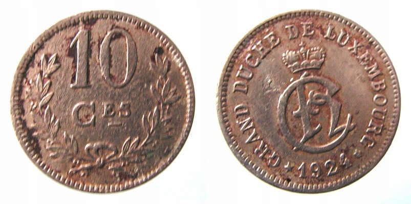 5961. LUKSEMBURG, 10 CENTYMÓW, 1924