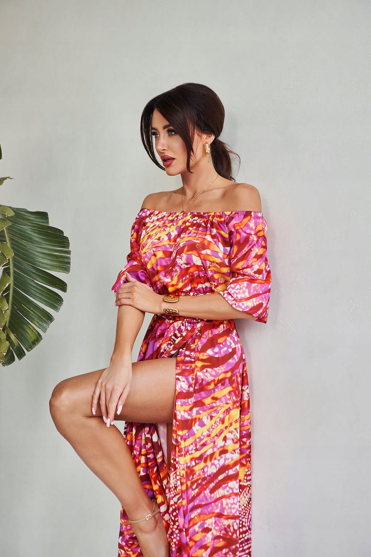 Šaty Španělka Růžová s červenou Model „emma“ velikost XXL