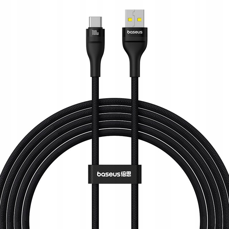 Kabel przewód Flash 2 Usb-a Usb-c 100W 2m czarny