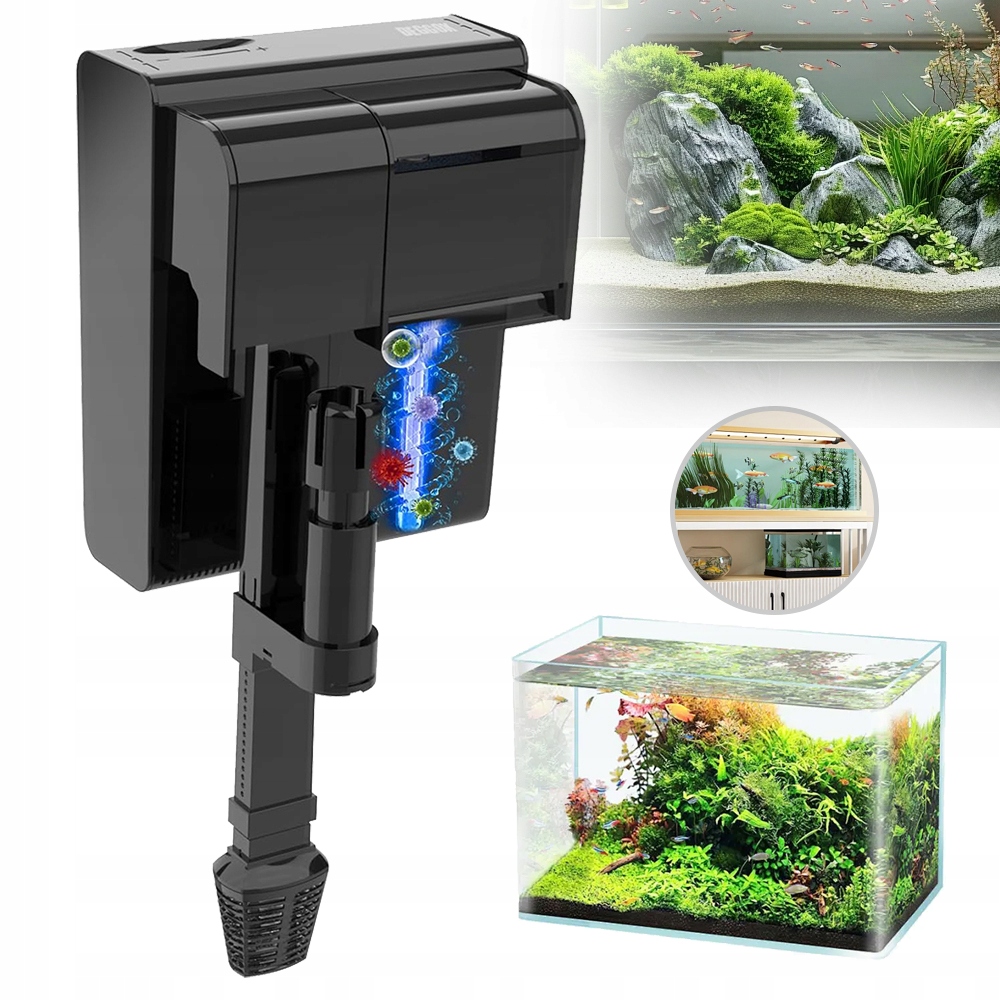 Vnější filtr pro akvária, Filtr Aquarium, 450 L/h, Regulovatelný průtok