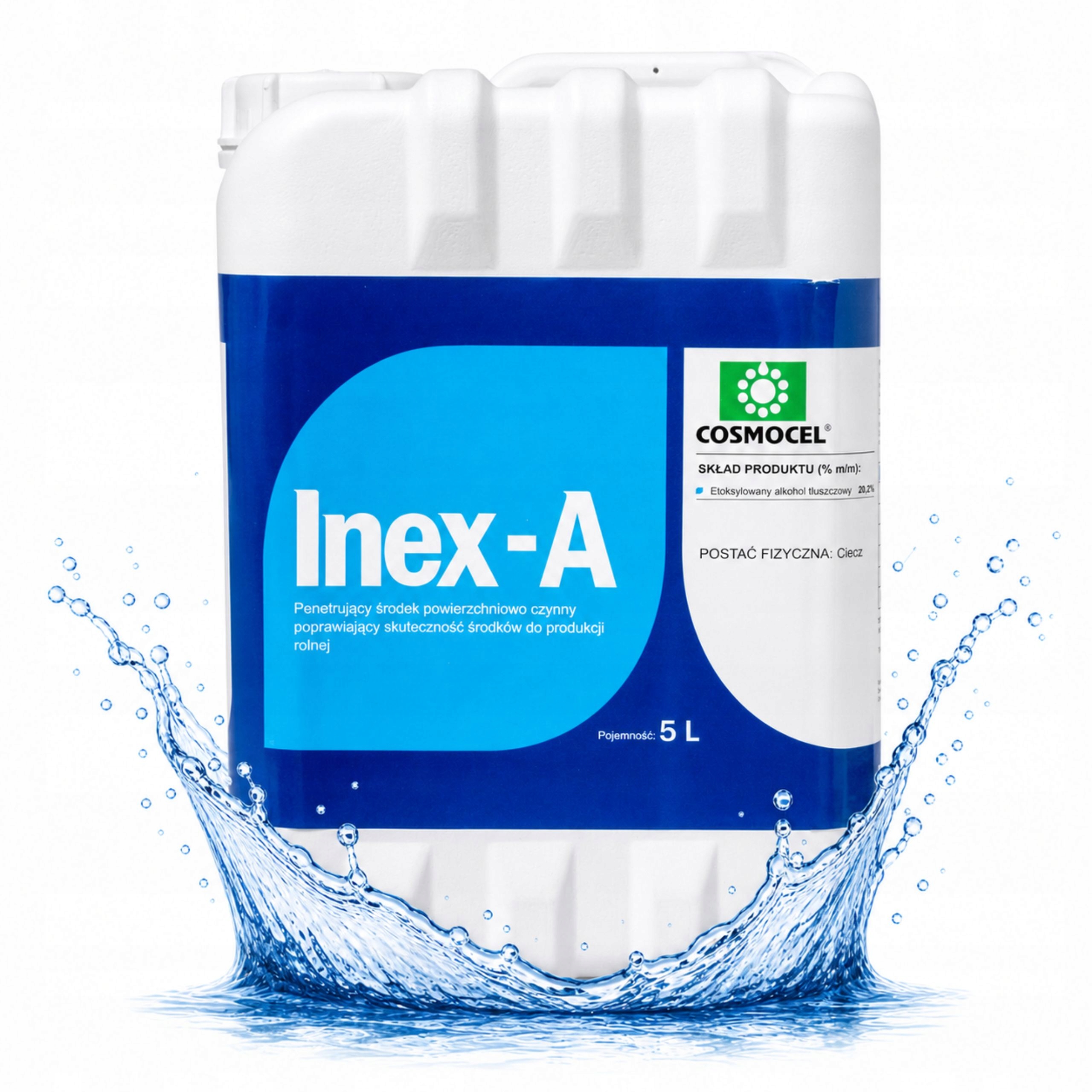 Adiuwant Inex-a 5L zwiększa przyczepność oprysków środków cieczy