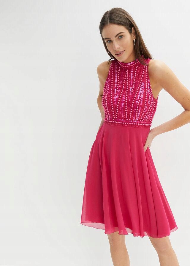 Bonprix 36 SUKIENKA Z APLIKACJĄ Z PEREŁEK