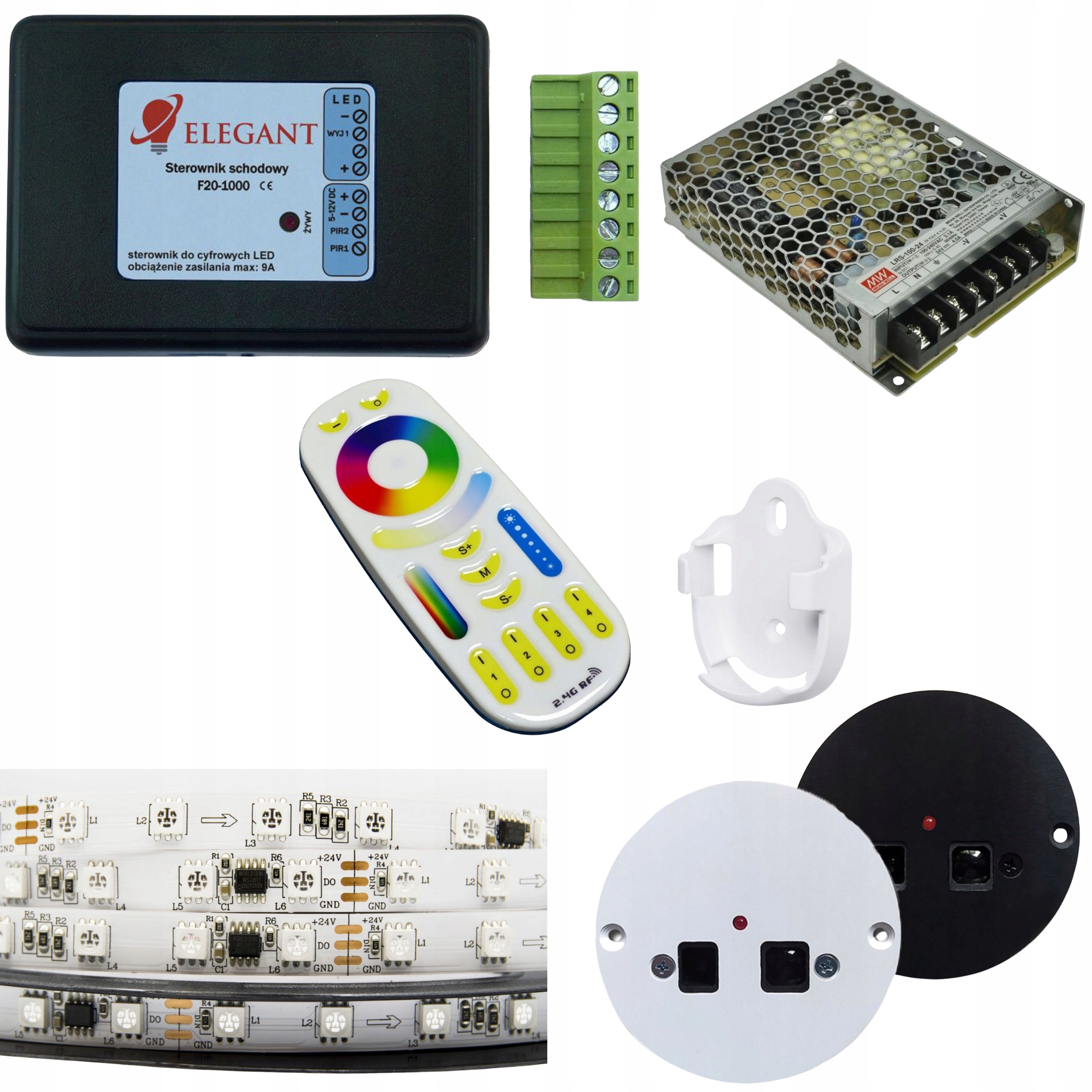 Zestaw Oświetlenia Schodowego Led 5m WS2811 Rgb 24V Dynamiczne Animacje