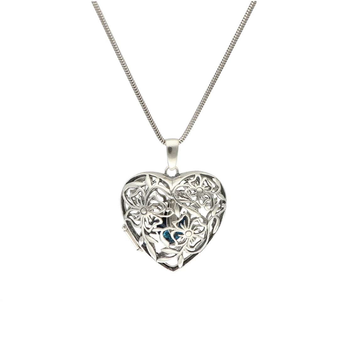 Přívěsek krabička sekretářka s modrým krystalem Swarovski srdce