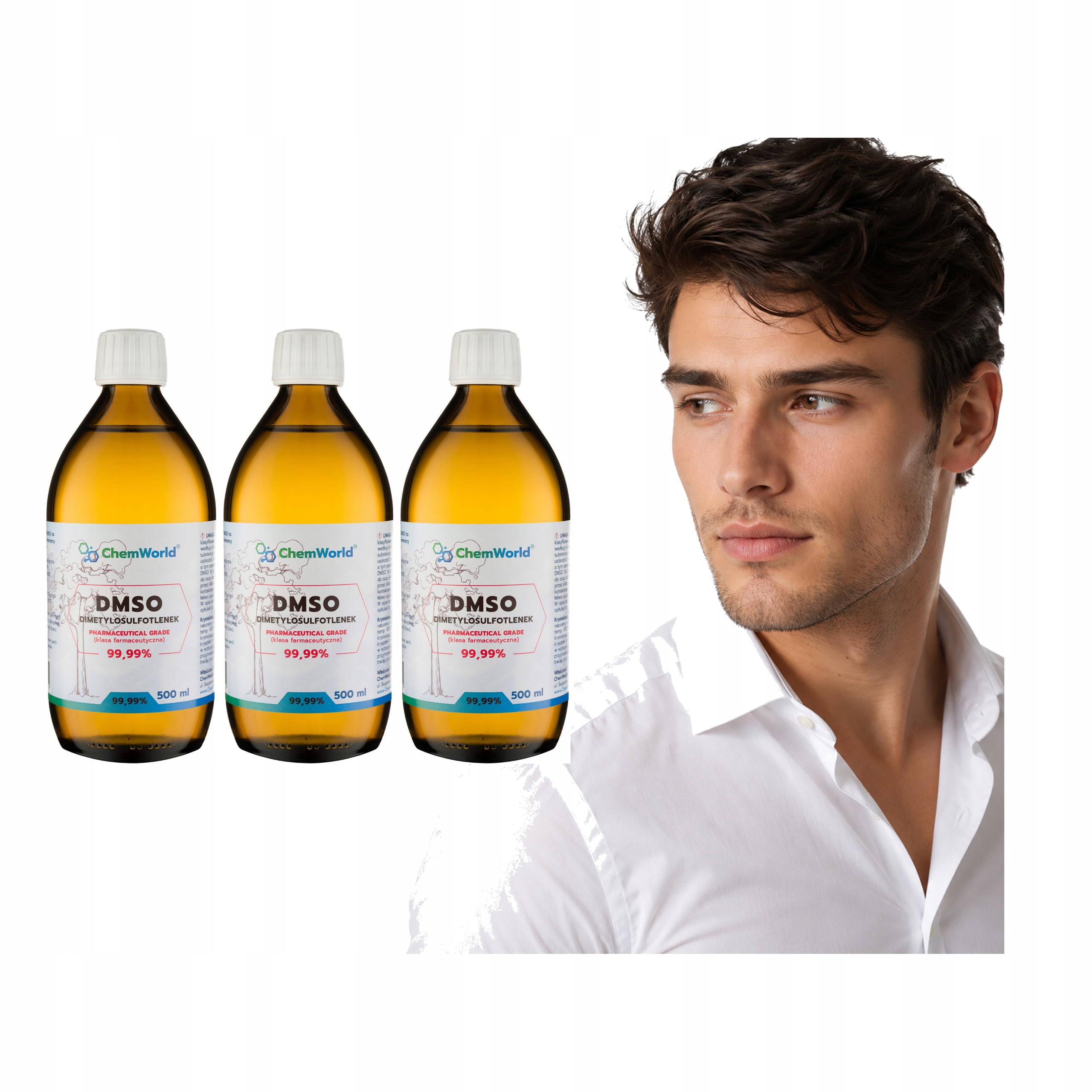 3x Dmso Chemworld 99,9% Dimetylosulfotlenek Czystość Farmaceutyczna 500 ml