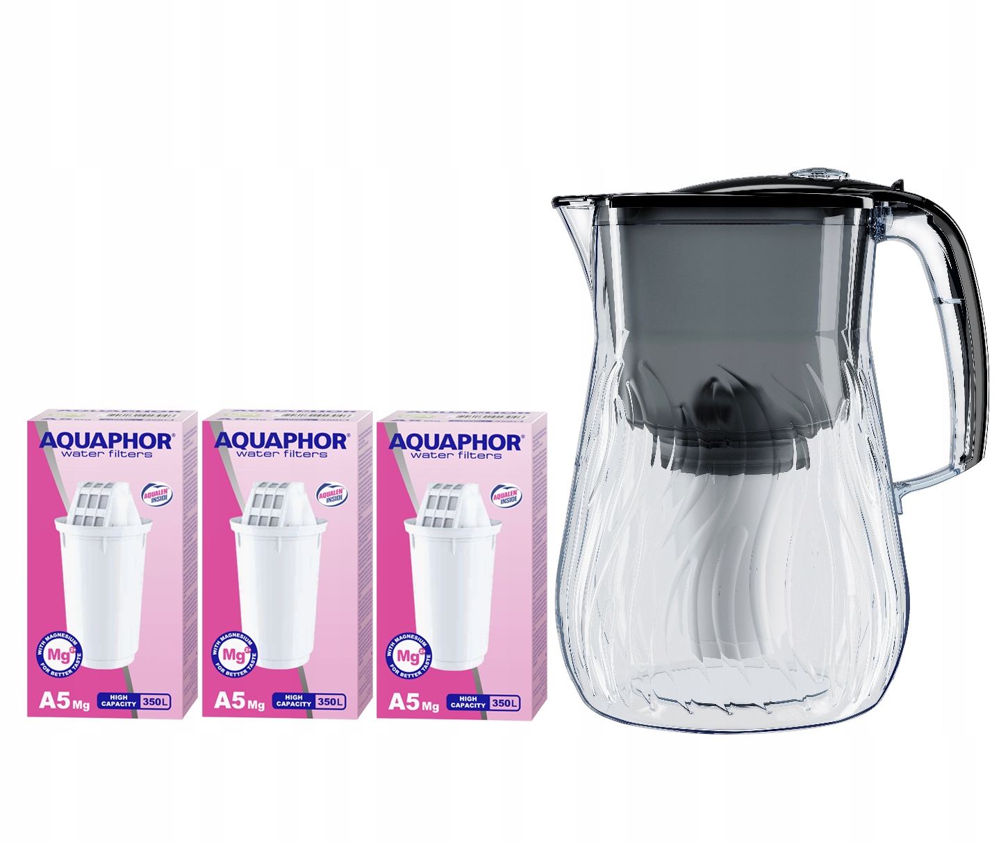 Dzbanek filtrujący Aquaphor Orleans 4.2l czarny z 3 wkł. A5 Mg