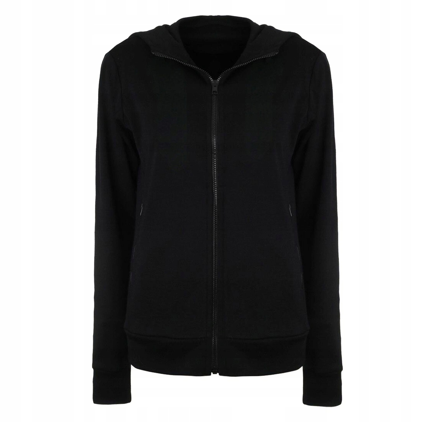 Bluza damska z wełny merino 100% rozpinana z kapturem czarna S