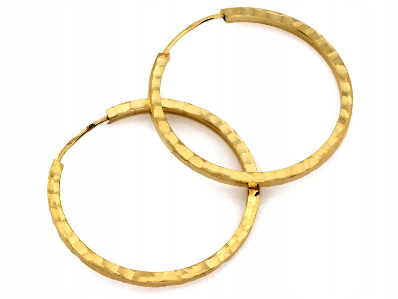 Klasické náušnice zlaté 585 jemné kolečka s frézováním 27 mm, 14k šarží