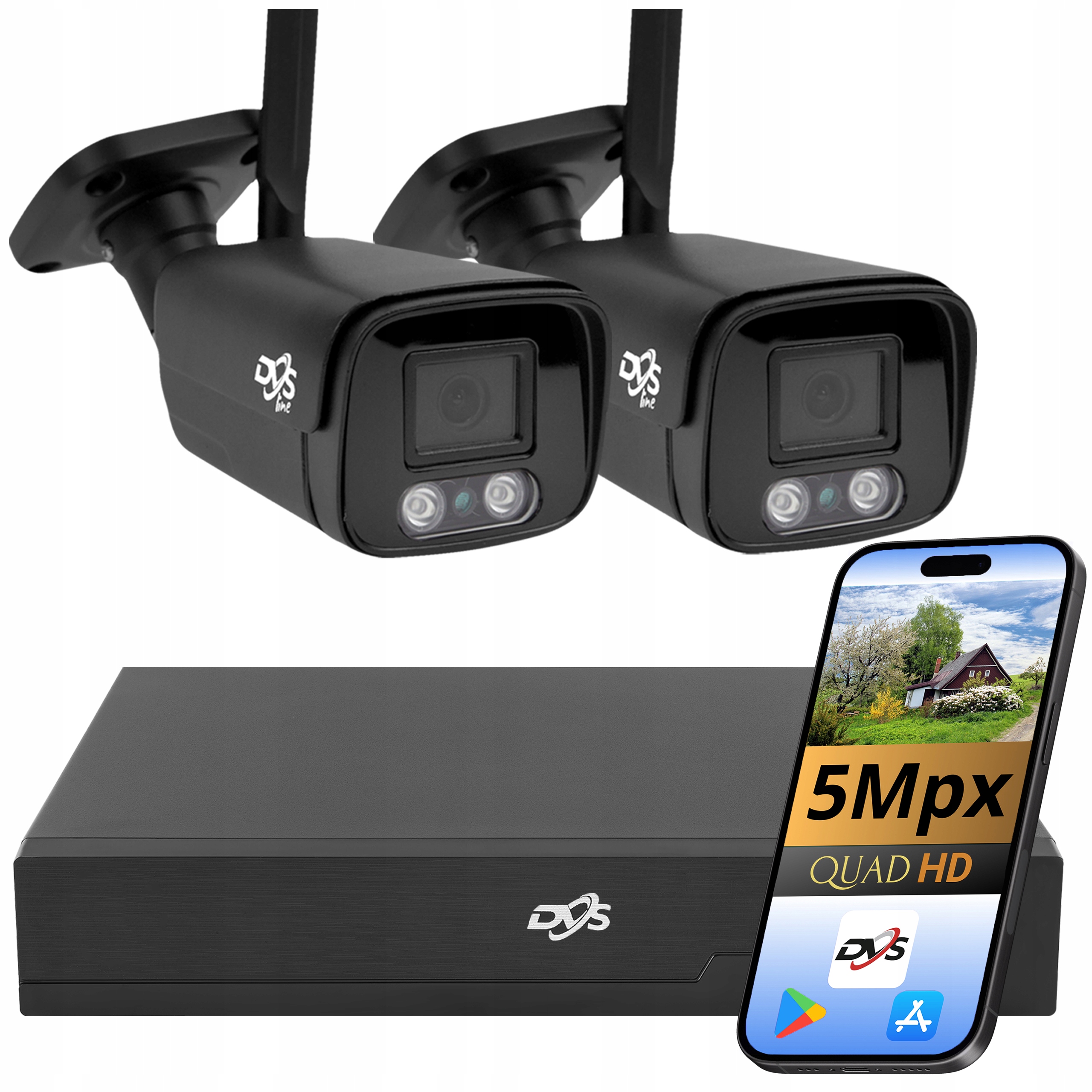 2x Kamera Wifi 5MPX Záznamník Monitorování Domu Firmy Náhled Camhipro