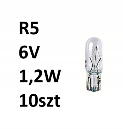Żarówka całoszklana do wskaźnika diory biała R5 6V 1,2W 10szt