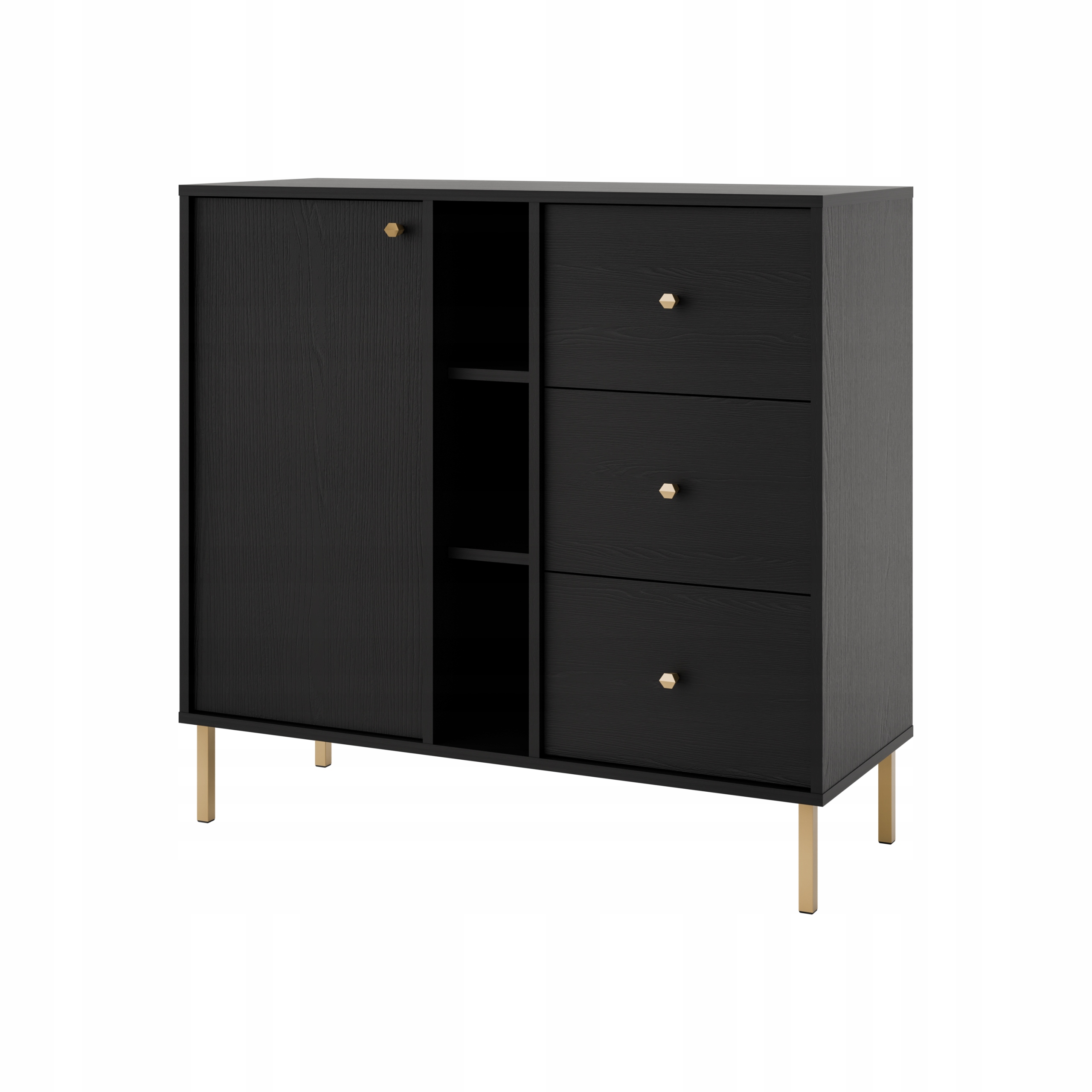 Komoda s zásuvkami do obývacího pokoje Sakai 2 1F 3S T824 Černá