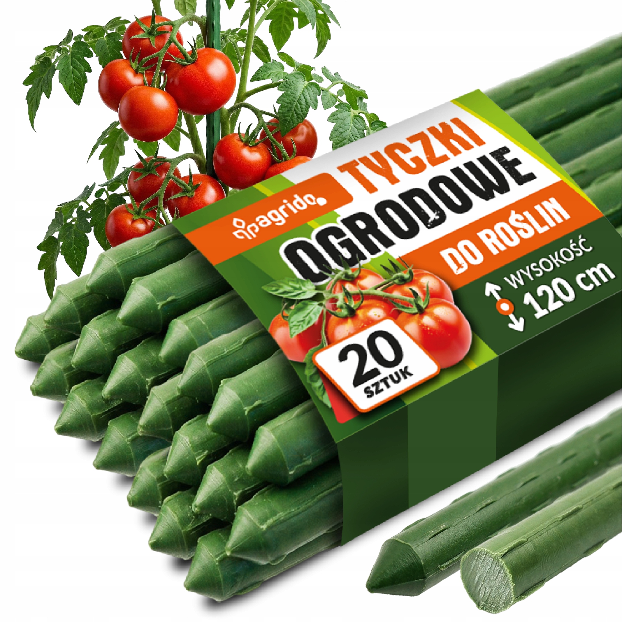 TYCZKI DO POMIDORÓW 120cm 20 sztuk PODPORA PALIK DO ROŚLIN
