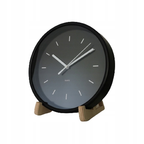 

Zegar stojący na podstawce drewnianej czarny
