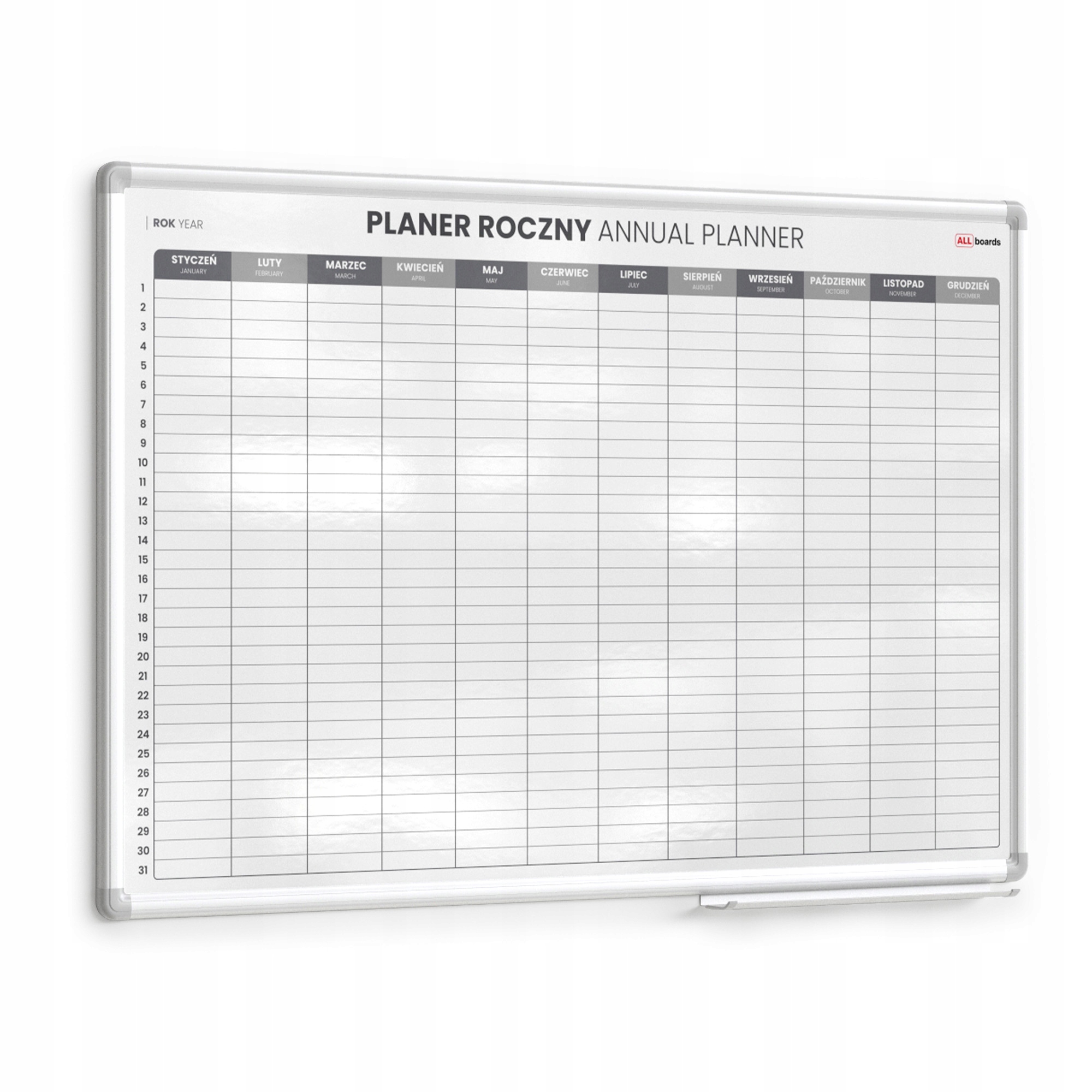 Tablica planer roczny 90x60cm magnetyczna suchościeralna