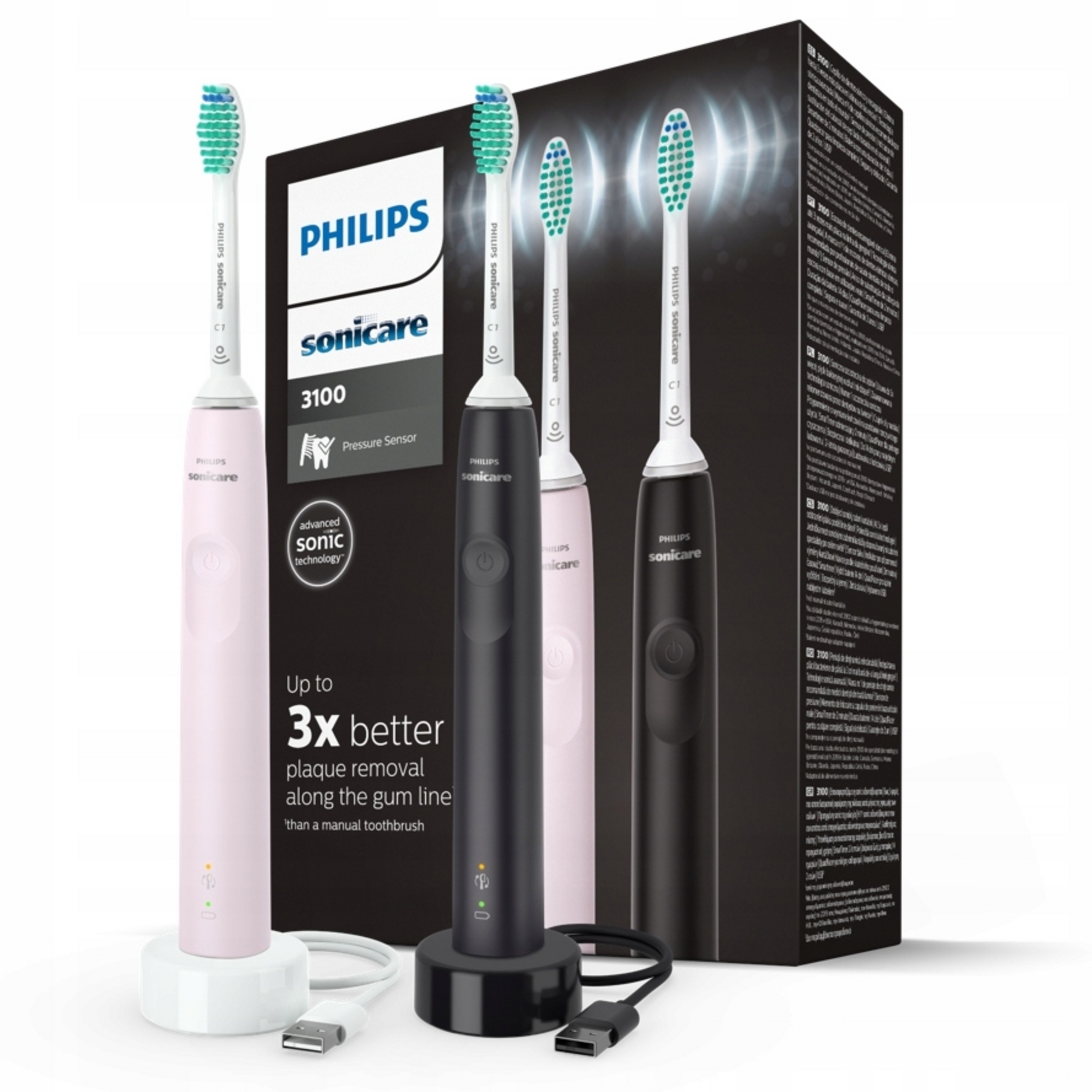 Zestaw Szczoteczek sonicznych Philips Sonicare czarna i różowa 2x ładowarka