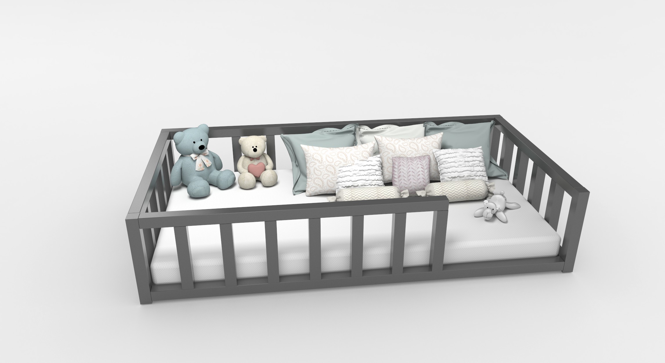 Łóżko dziecięce drewniane MAJA, 160x80 GRAFIT