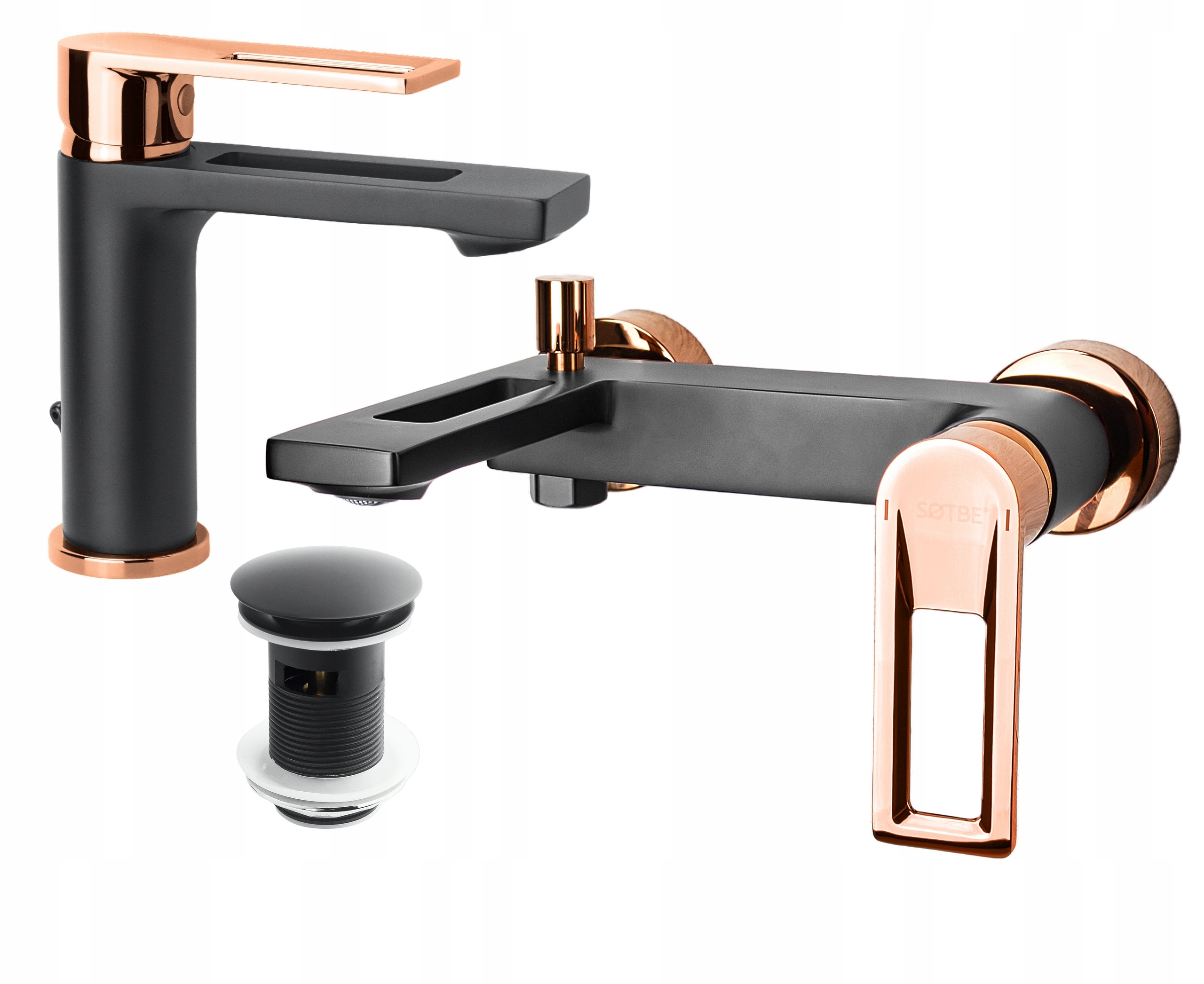 Vaňová batéria s umývadlovou zátkou klik klak čierna zlatá armatúra sada