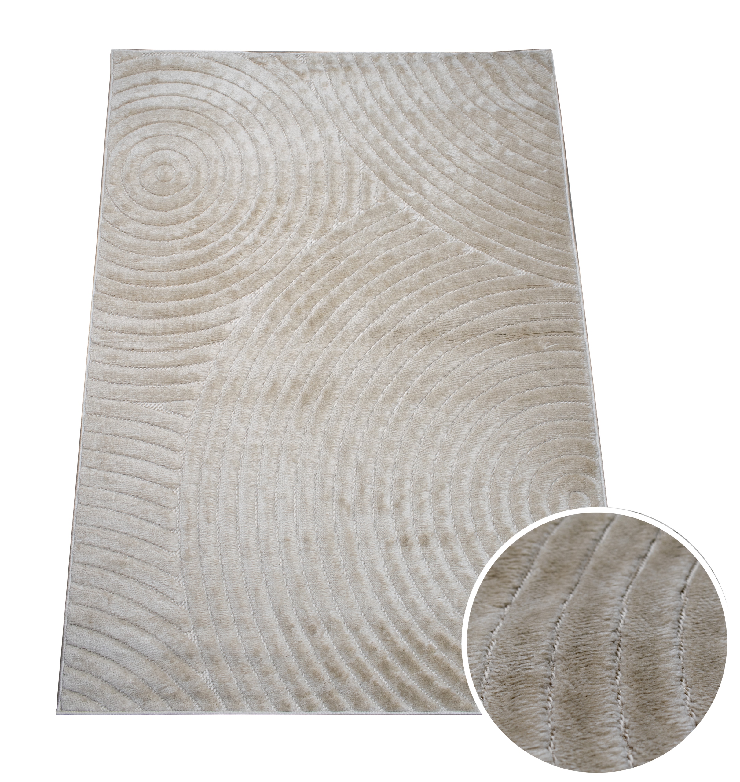 Dywan Do Salonu Juno 6 Koła Nowoczesny 3D Płaskotkany Beżowy 160 x 230 cm