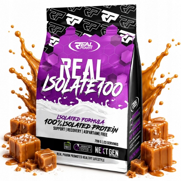 Bílkovina Wpi Izolát doplněk stravy Real Pharm Real Isolate 100 700 g Slaný Karamel