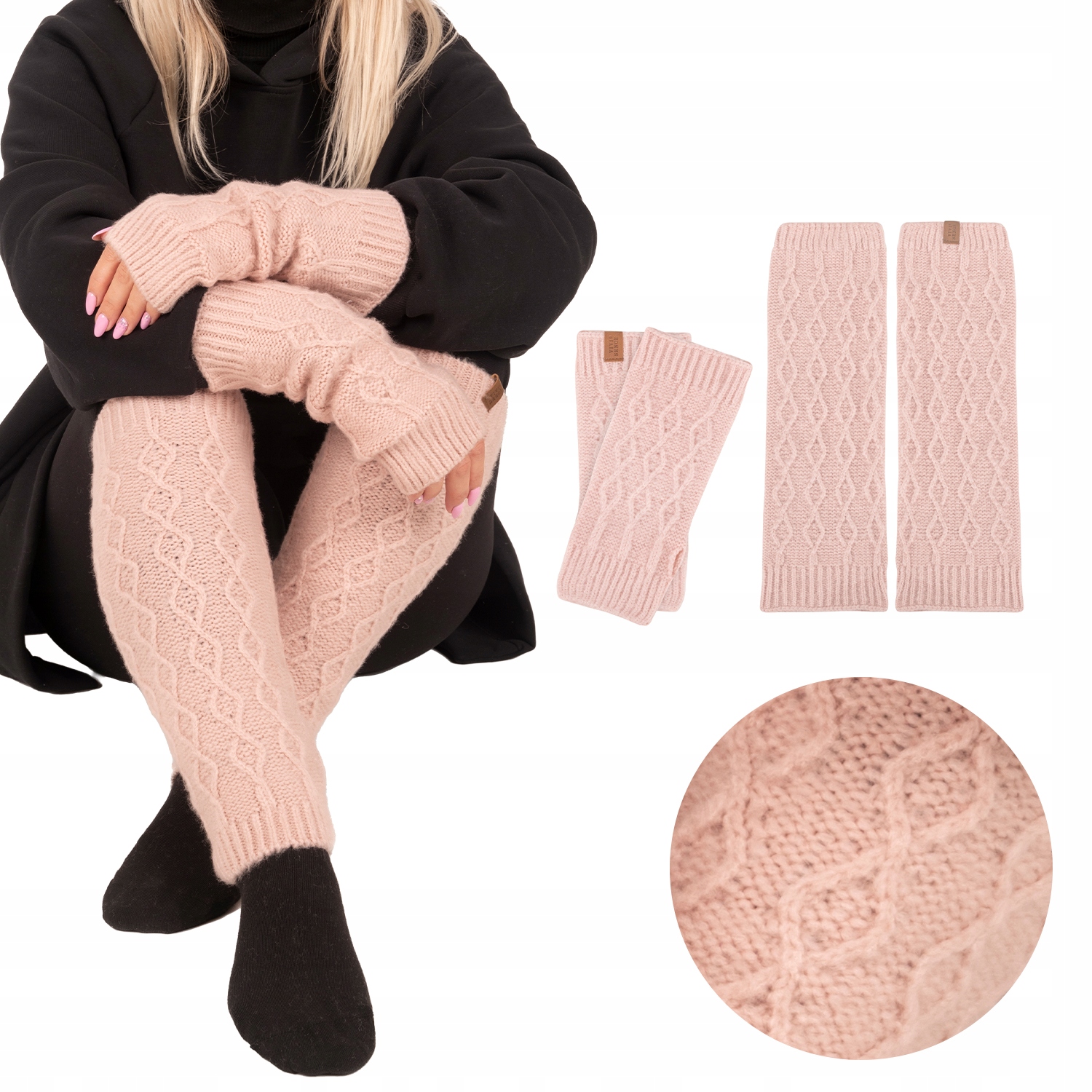 Vivisence 7300 kmpl růžové dámské zimní návleky na nohy a ruce Komplet