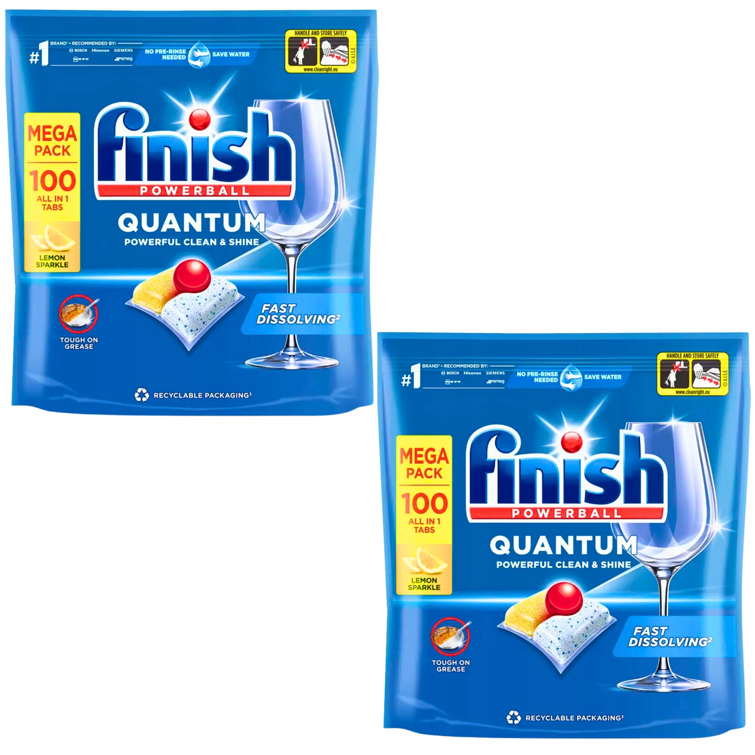 Levně 2x kapsle do myčky nádobí Finish Quantum All in One Lemon 100ks