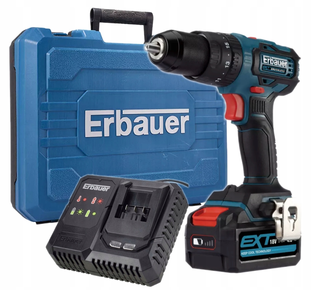 ## Udarowa Wiertarko Wkrętarka Erbauer Aku 4 Ah Ładowarka Walizka
