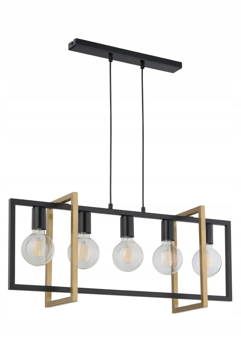Závesná dekoratívna geometrická lampa loft čierna zlatá 5 bodov Sigma