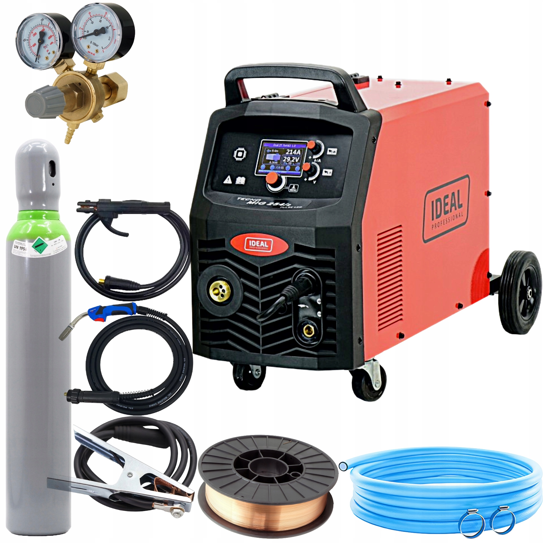 Półautomat spawalniczy Tecno Mig 254/2 Pulse LCD Ideal 230/400V komplet